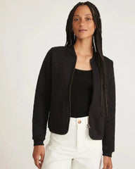 Custom quilted bomber jacket for women's teams - Black