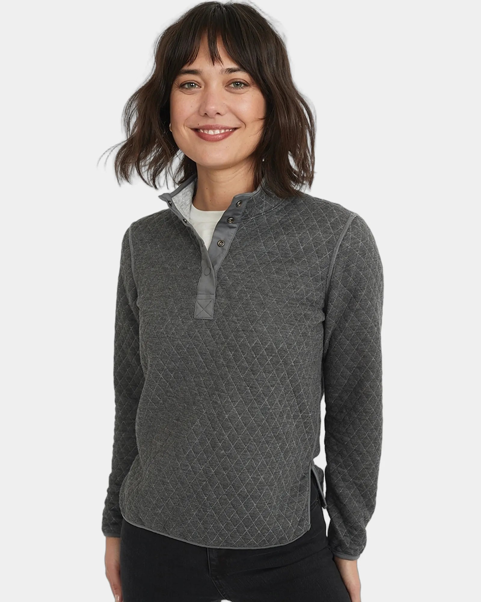 Custom reversible quilted women's pullover jacket - Charcoal & Heather Grey