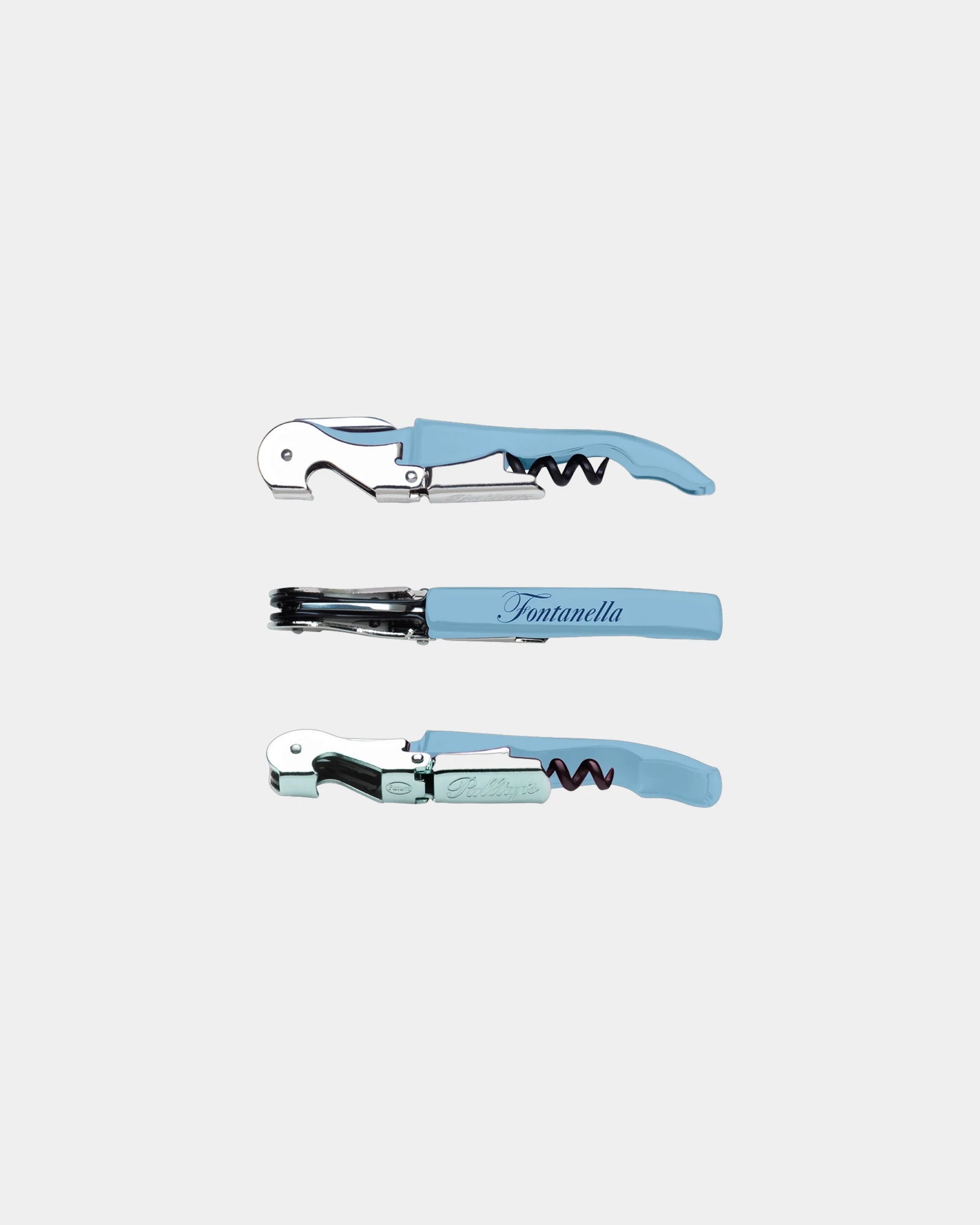 Custom stainless steel Pulltap's serrated corkscrew - Light Blue