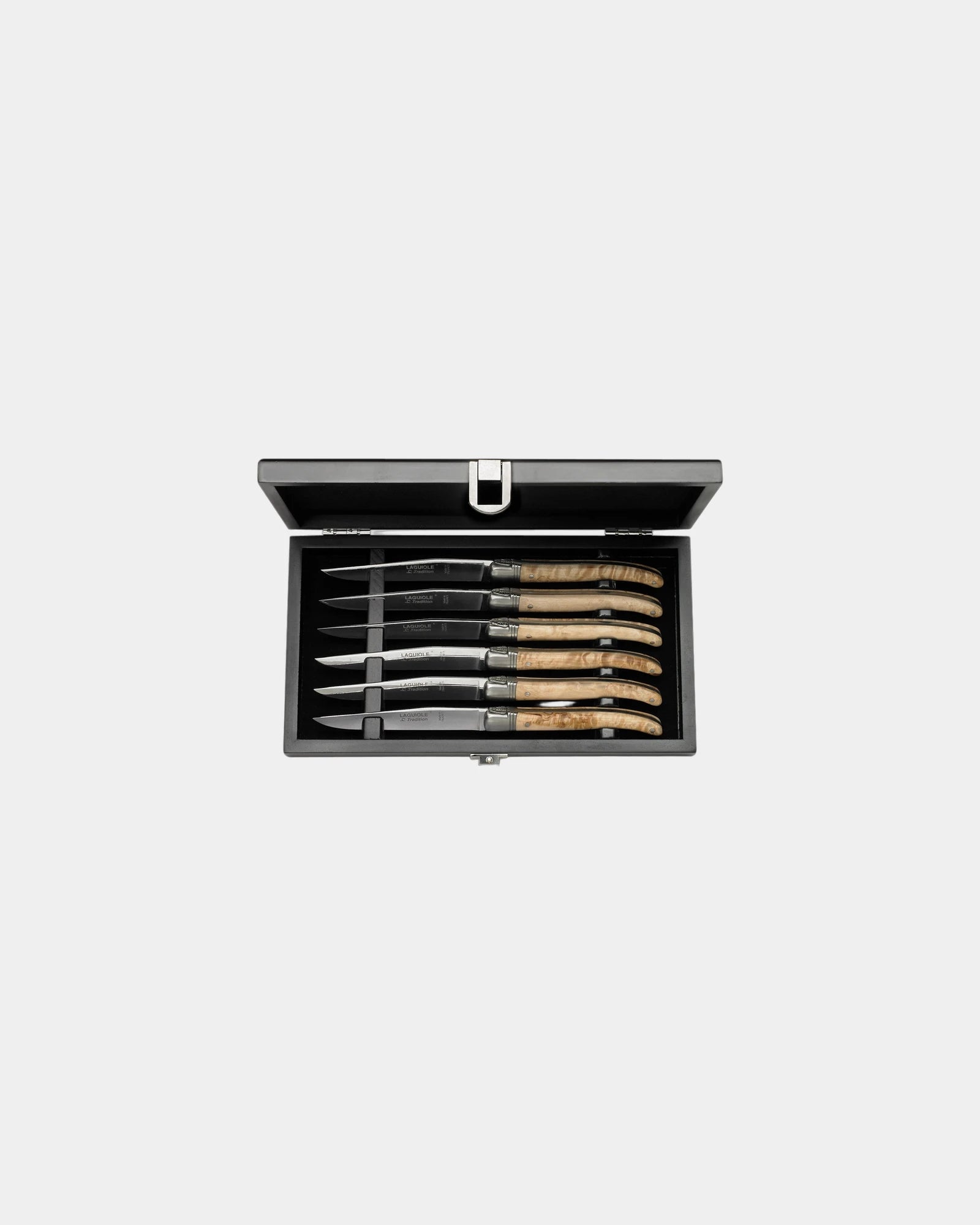 Custom stainless steel Laguiole knife set, birchwood - Birchwood