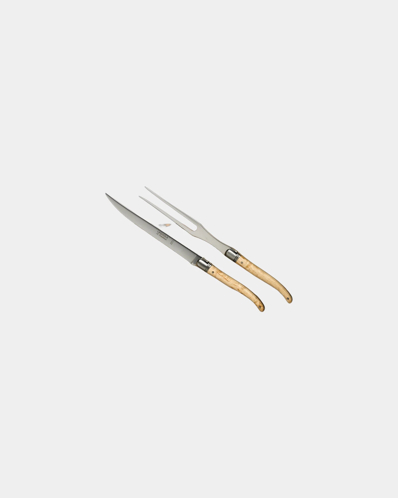Custom Laguiole rosewood carving knife & fork set - Pinewood