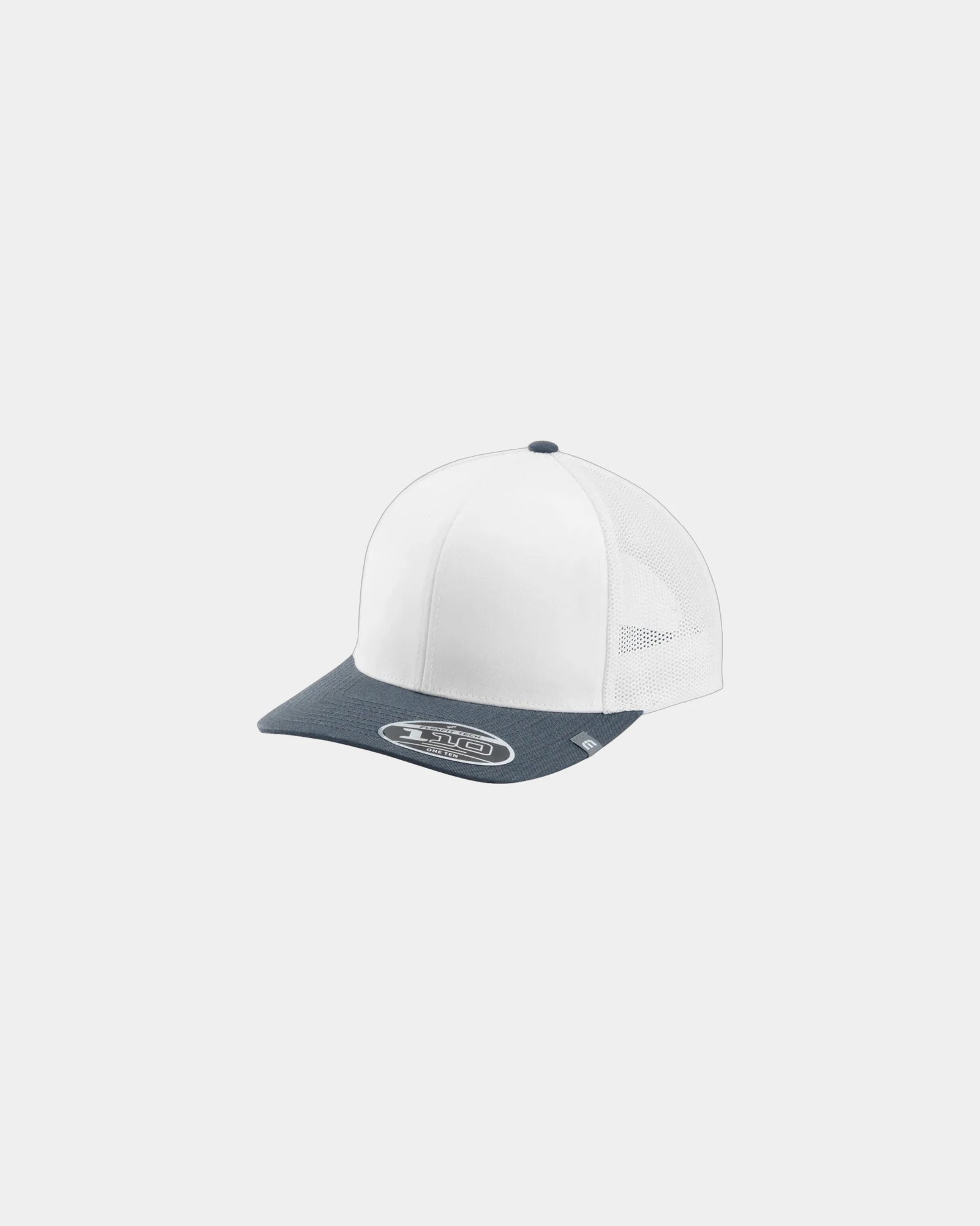 Custom polyester colorblock trucker cap with mesh back - White/Blue