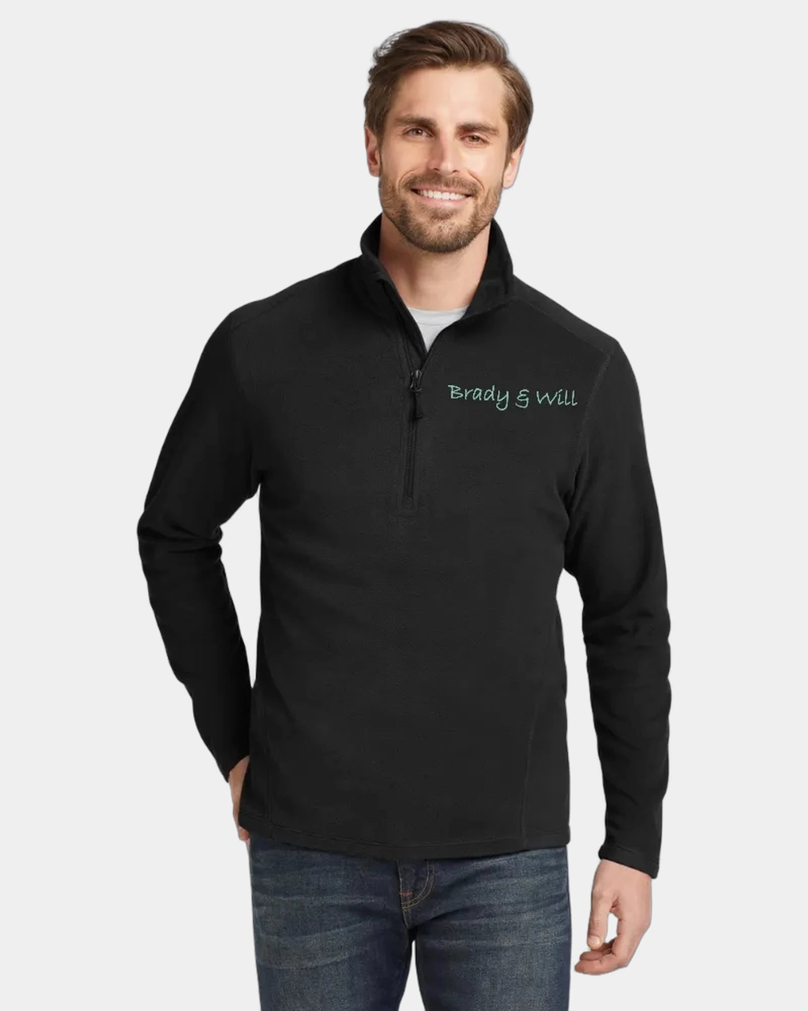 Custom polyester microfleece half-zip jacket - Black