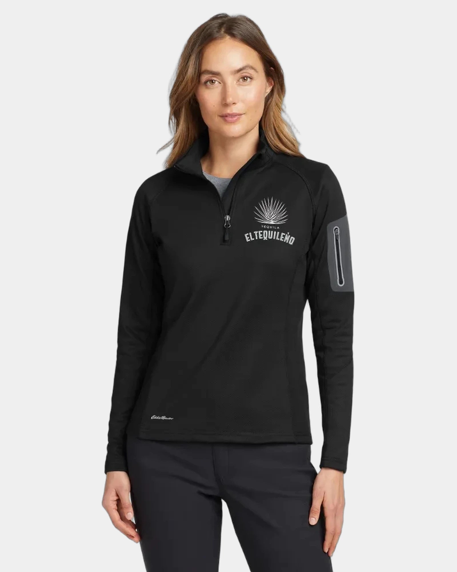 Custom half-zip performance fleece pullover for women - Black