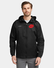 Branded packable nylon wind jacket with hood - Black