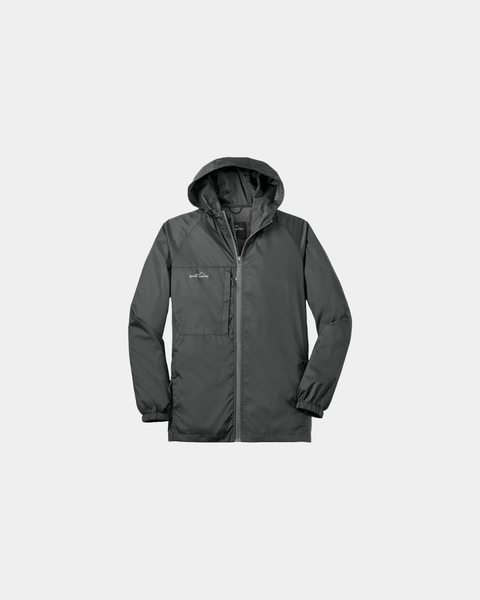 Branded packable nylon wind jacket with hood - Gray Steel
