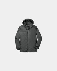 Branded packable nylon wind jacket with hood - Gray Steel