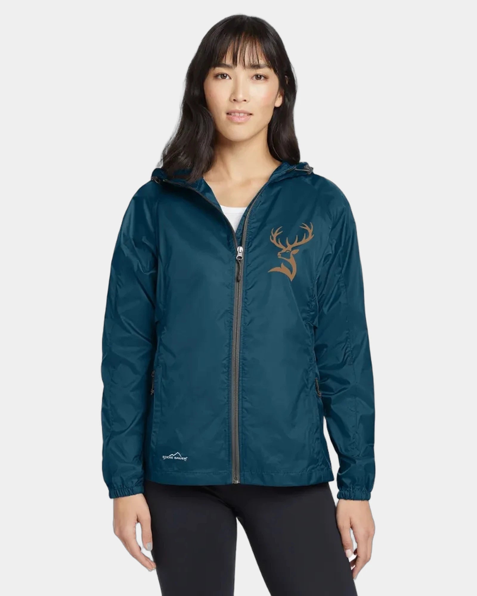 Custom Eddie Bauer women's packable wind jacket - Adriatic Blue