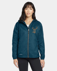 Custom Eddie Bauer women's packable wind jacket - Adriatic Blue