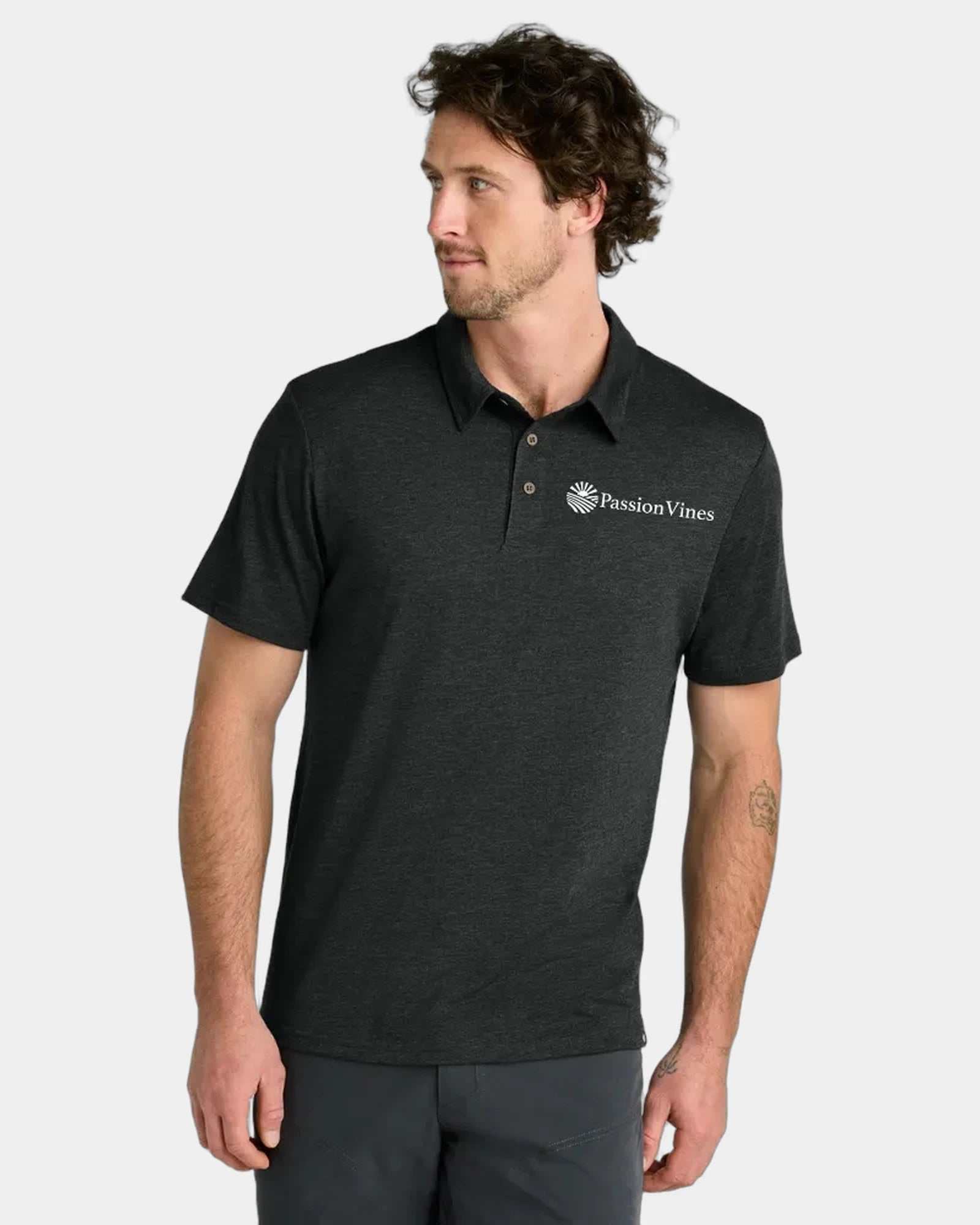 Custom Tentree TreeBlend polo with 4-way stretch - Black