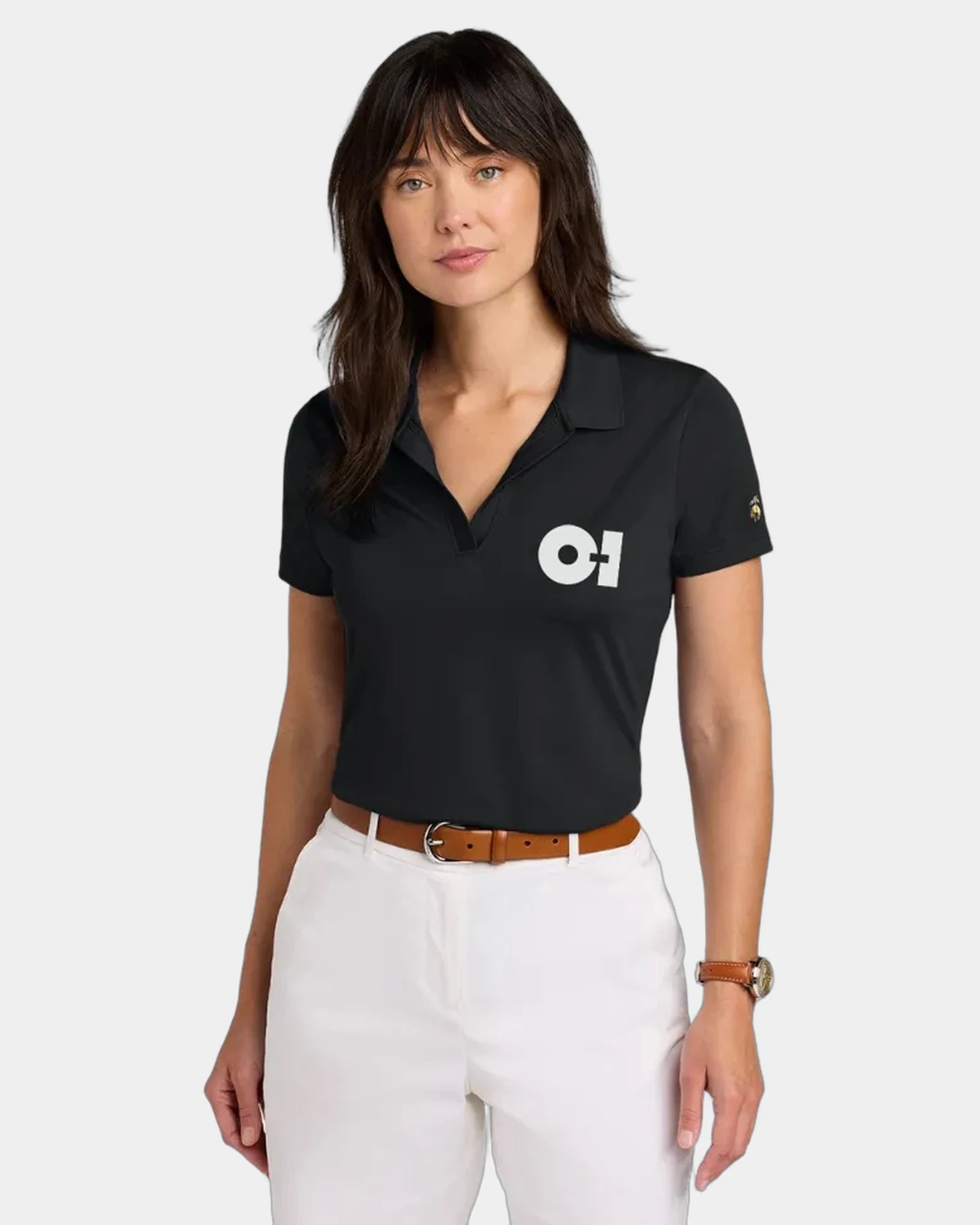 Custom women's mesh pique performance polo shirt - White