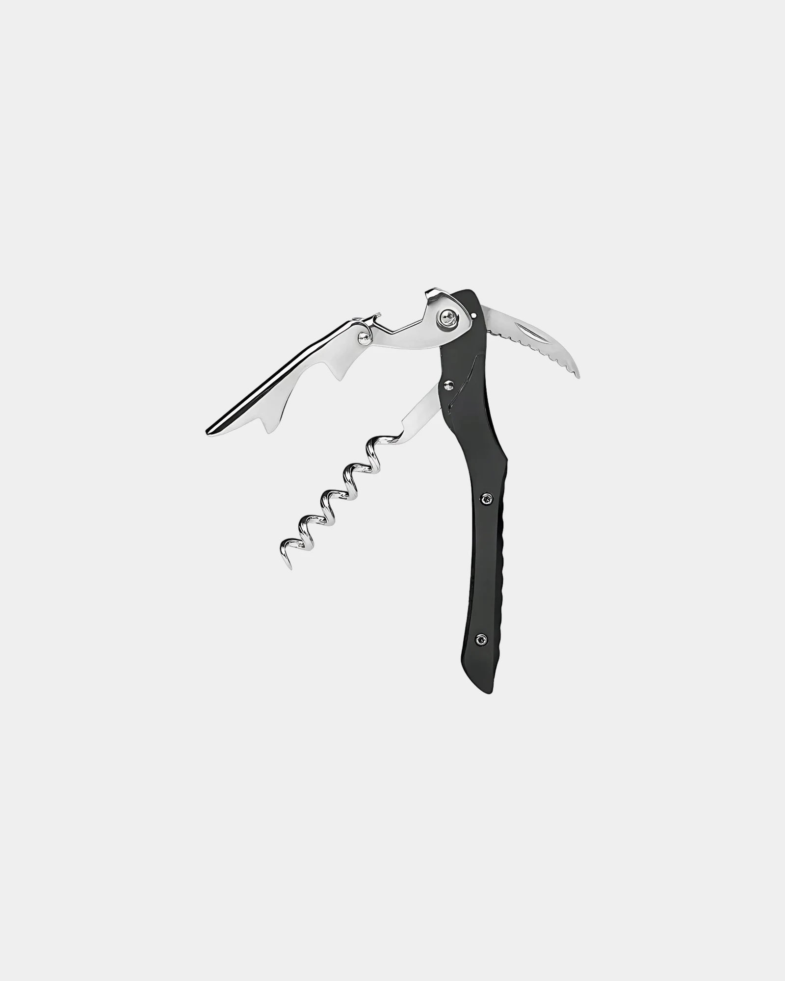 Custom stainless steel waiter's corkscrew with gift box - Black Aluminum