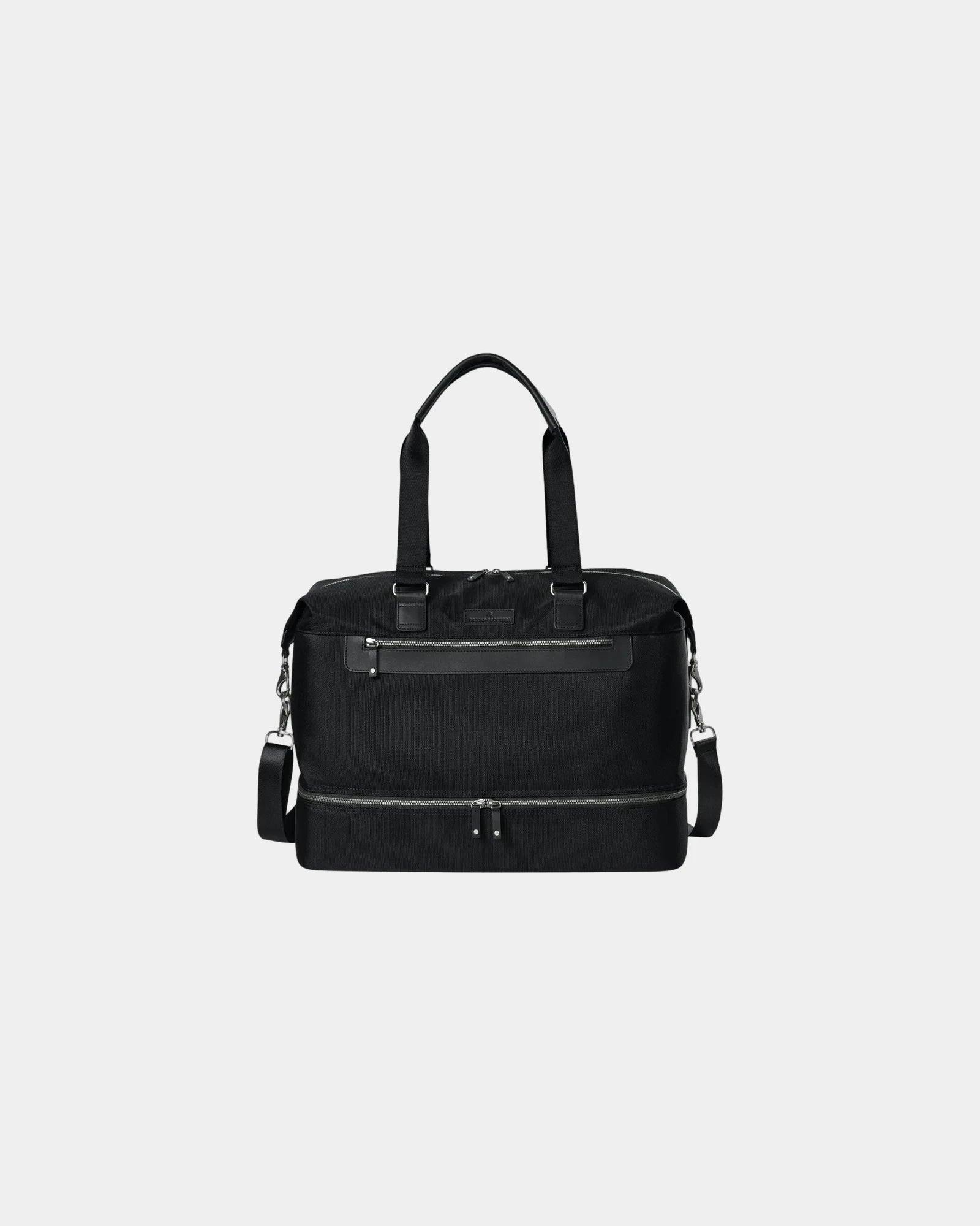 Branded leather-trim weekender duffel bag 19.25" - Deep Black