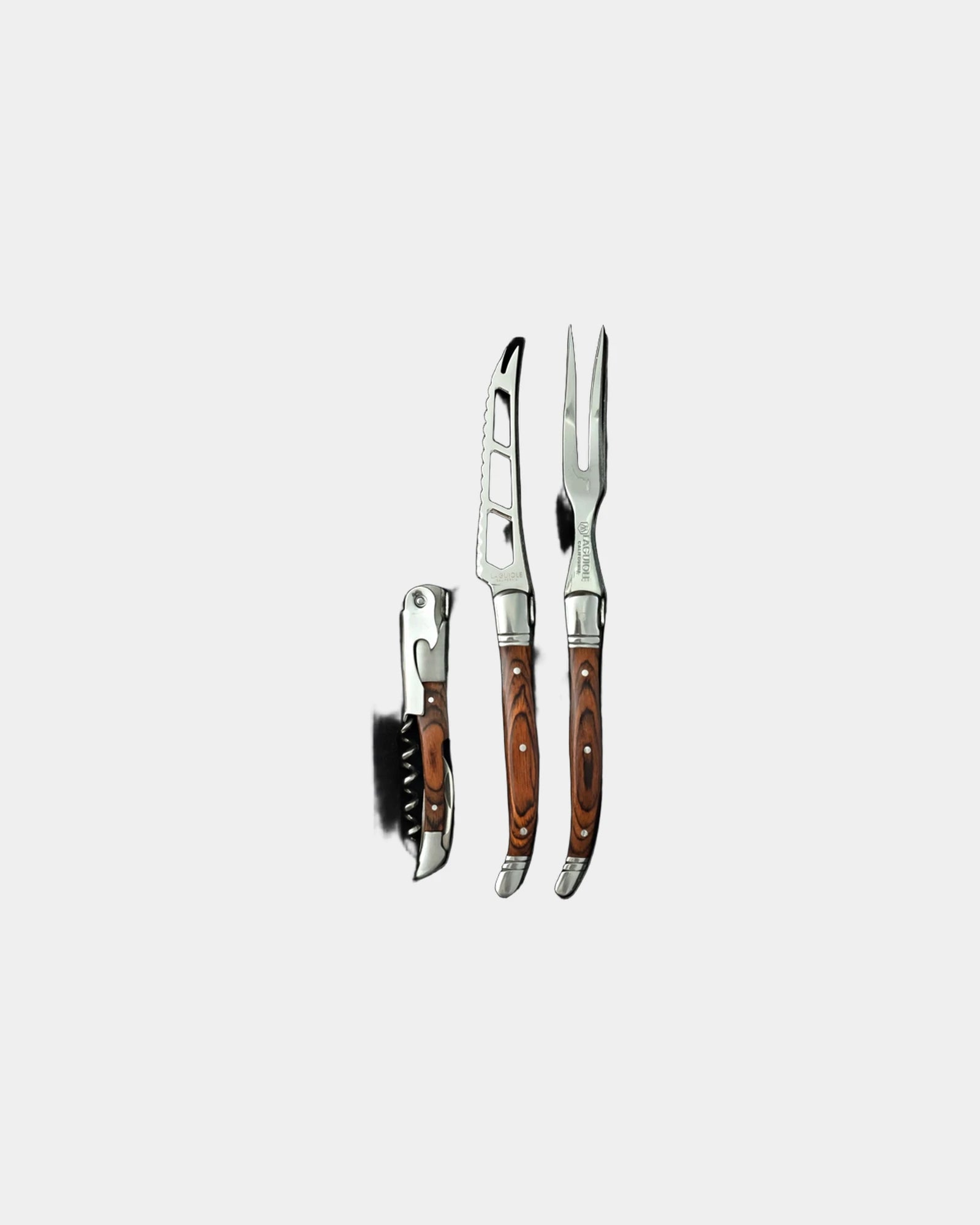 Custom Laguiole cheese knife set with oakwood box - Rosewood
