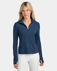 Custom moisture-wicking women's 1/2-zip pullover - Navy Heather