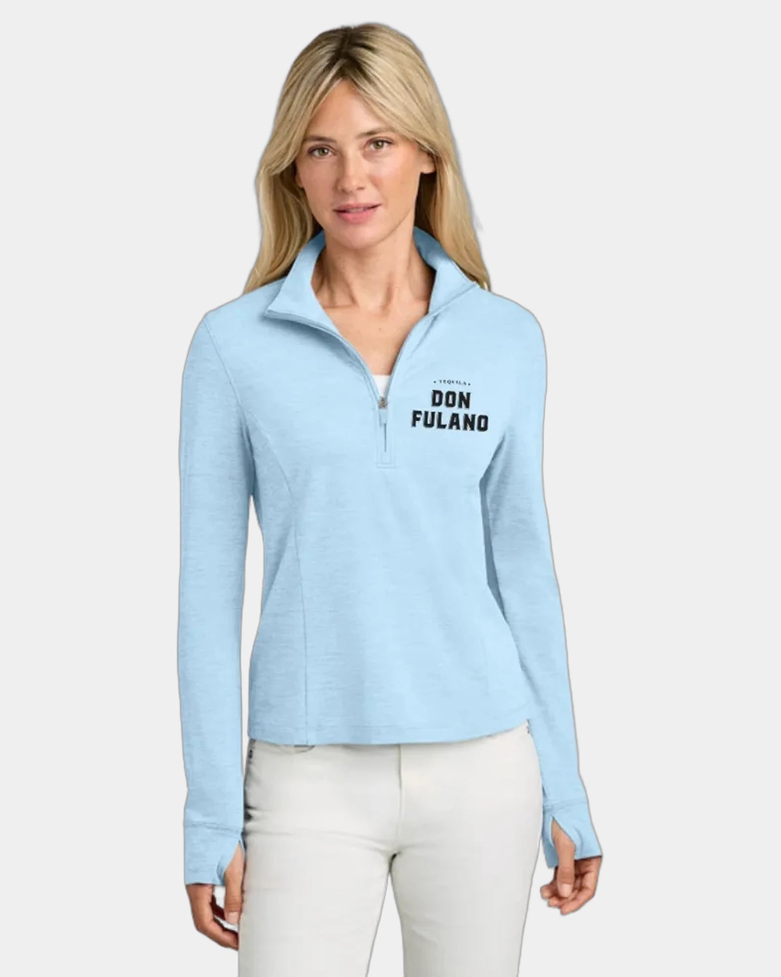 Custom moisture-wicking women's 1/2-zip pullover - Airy Blue Heather