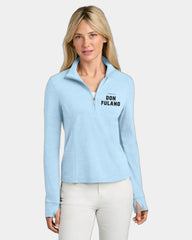 Custom moisture-wicking women's 1/2-zip pullover - Airy Blue Heather