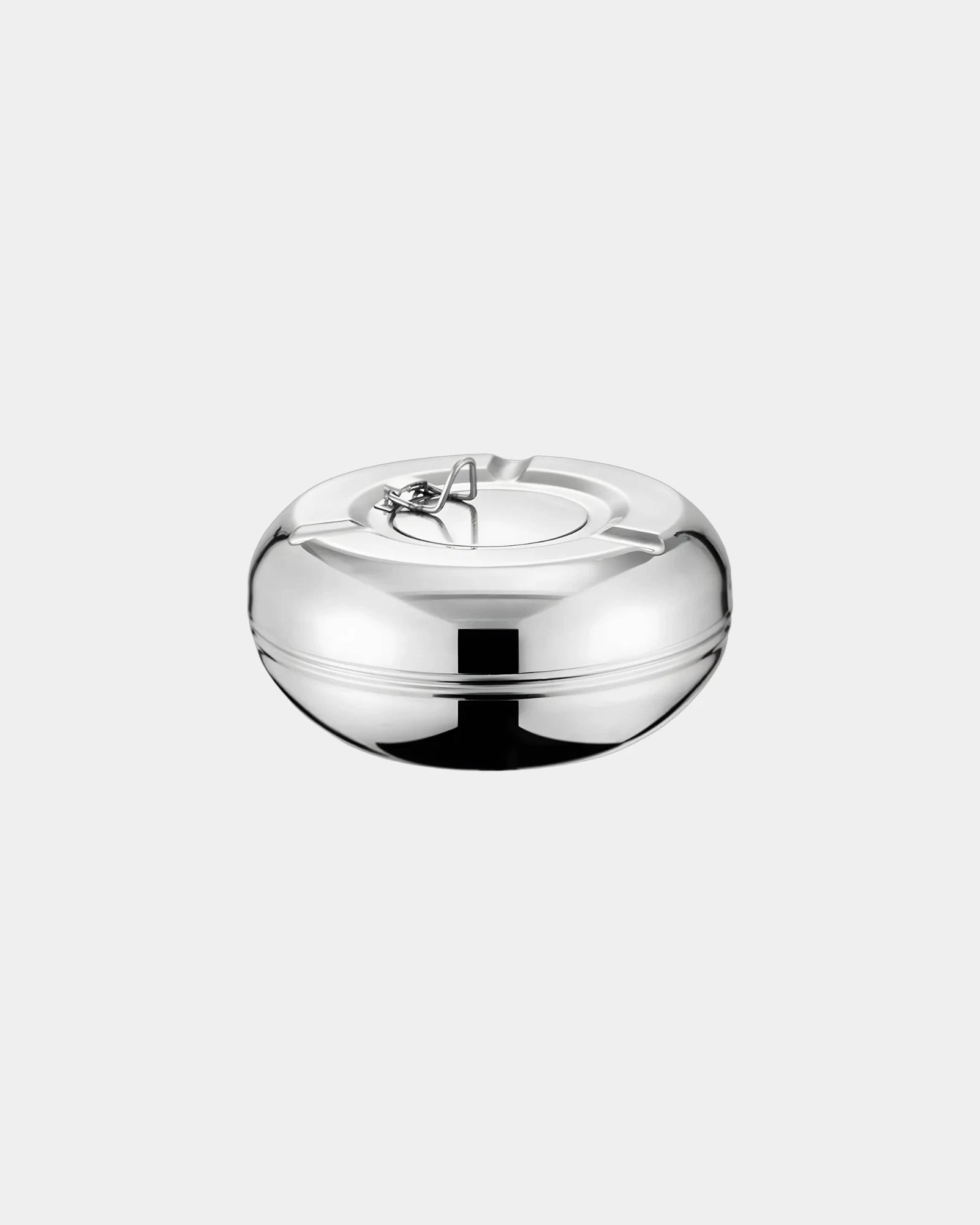 Custom stainless steel ashtray with lid, 4.7 inches - Silver