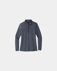 Custom women's 1/4-zip pullover with embroidered logo - Indigo Heather
