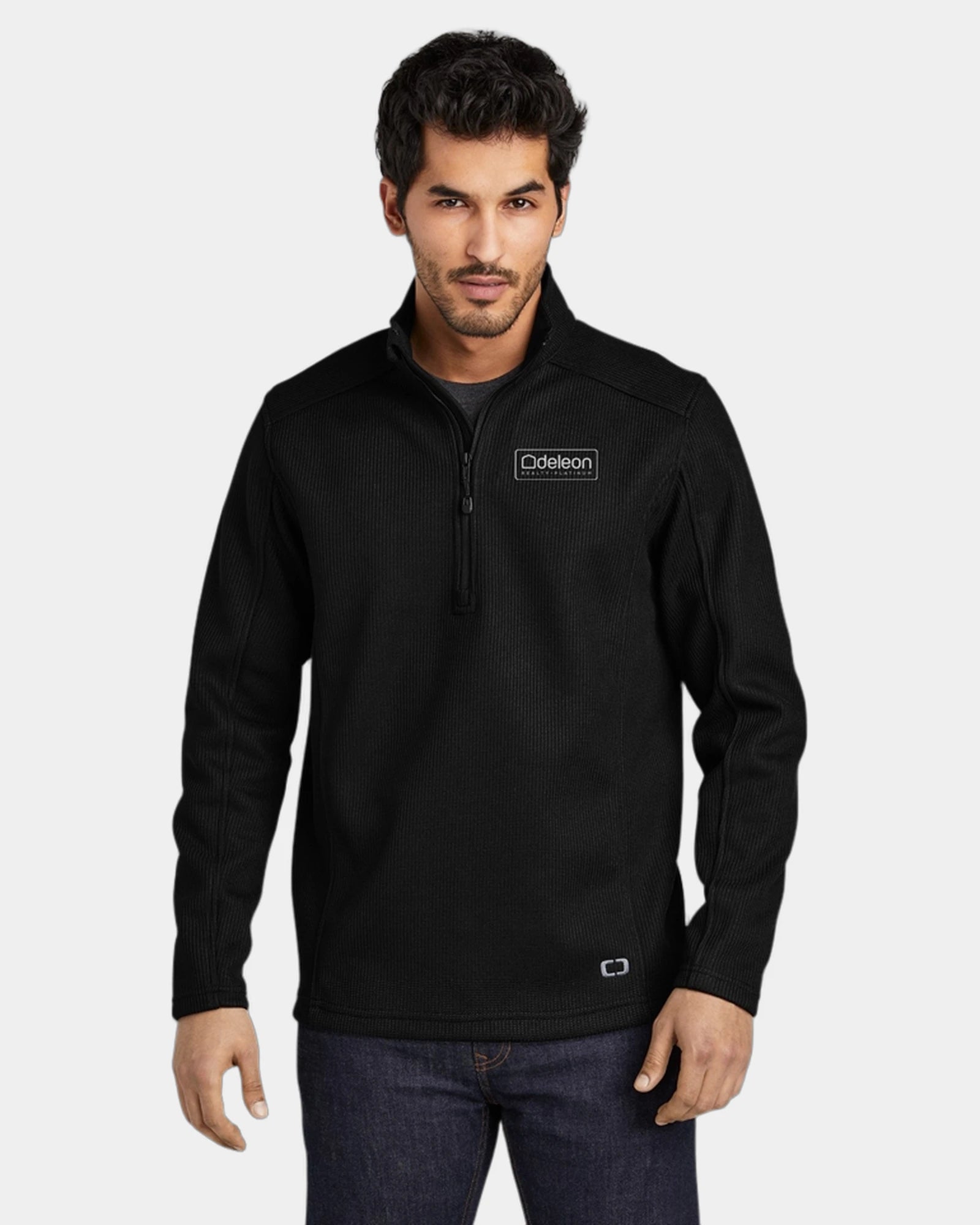 Custom polyester fleece 1/2-zip pullover jacket - Black
