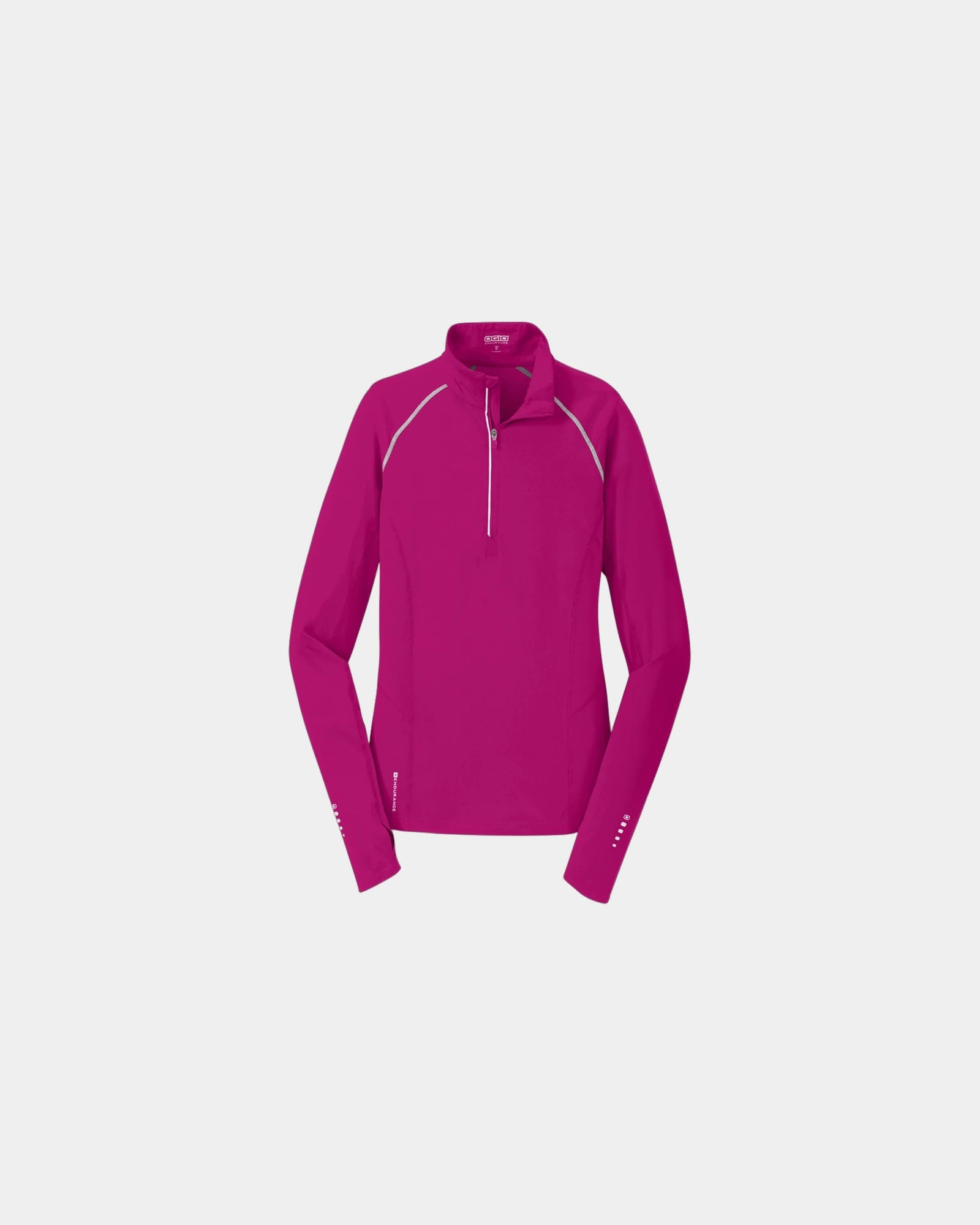 Branded women's quarter-zip pullover with thumbholes - Pink