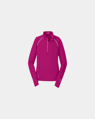Branded women's quarter-zip pullover with thumbholes - Pink
