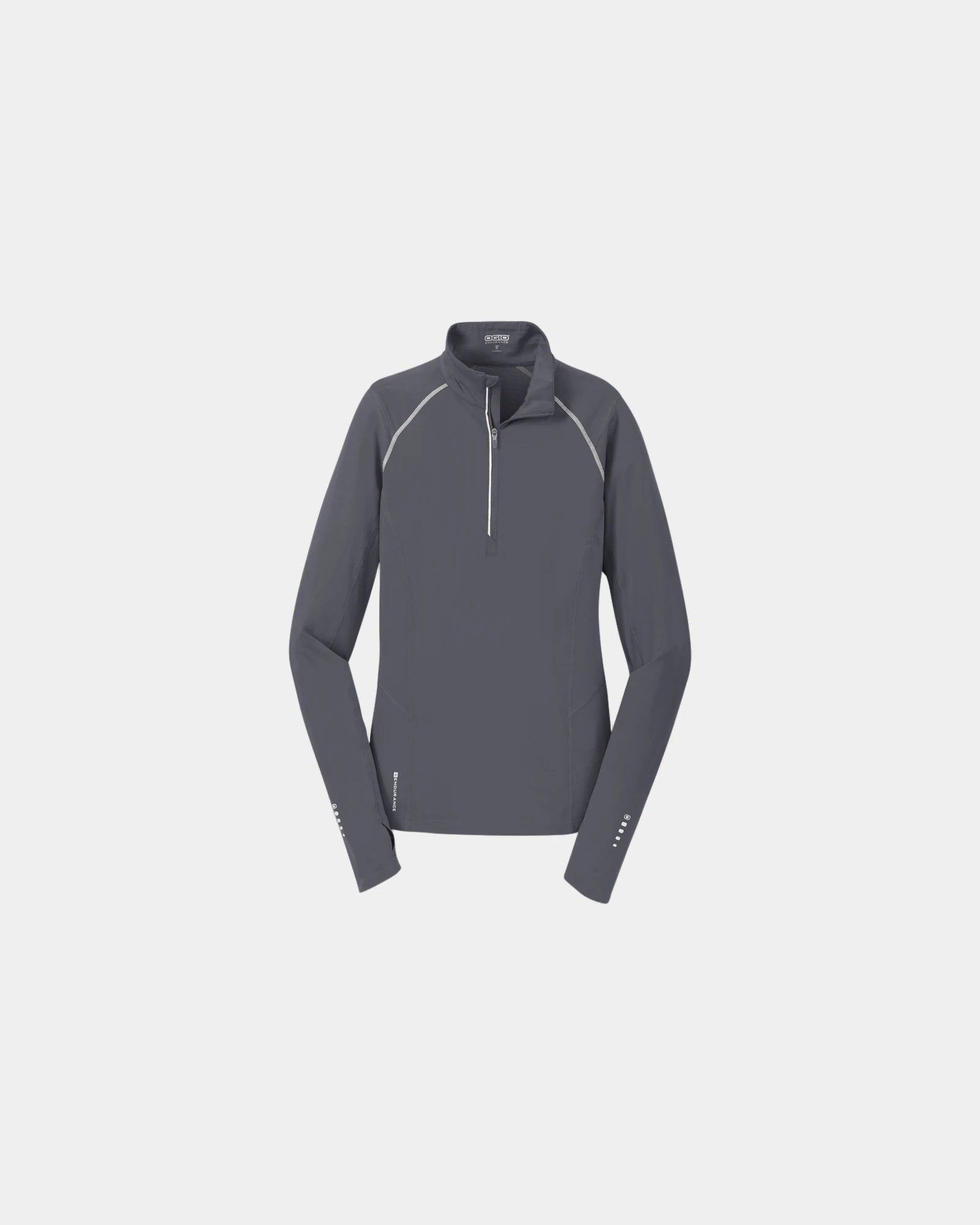 Branded women's quarter-zip pullover with thumbholes - Gray