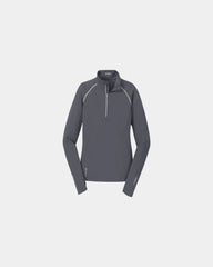 Branded women's quarter-zip pullover with thumbholes - Gray