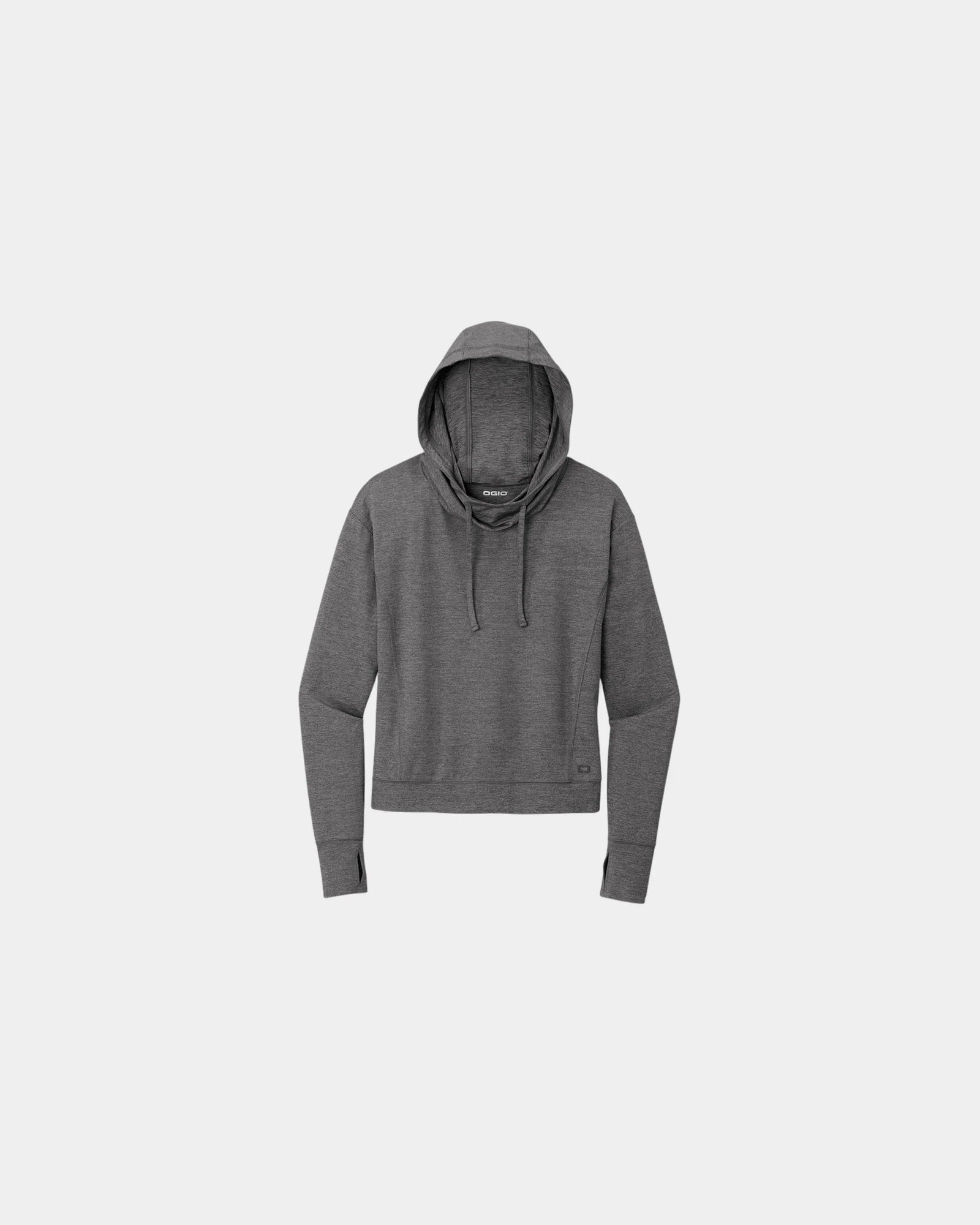 Custom women's Force hoodie with cowl collar and thumbholes - Gray Heather