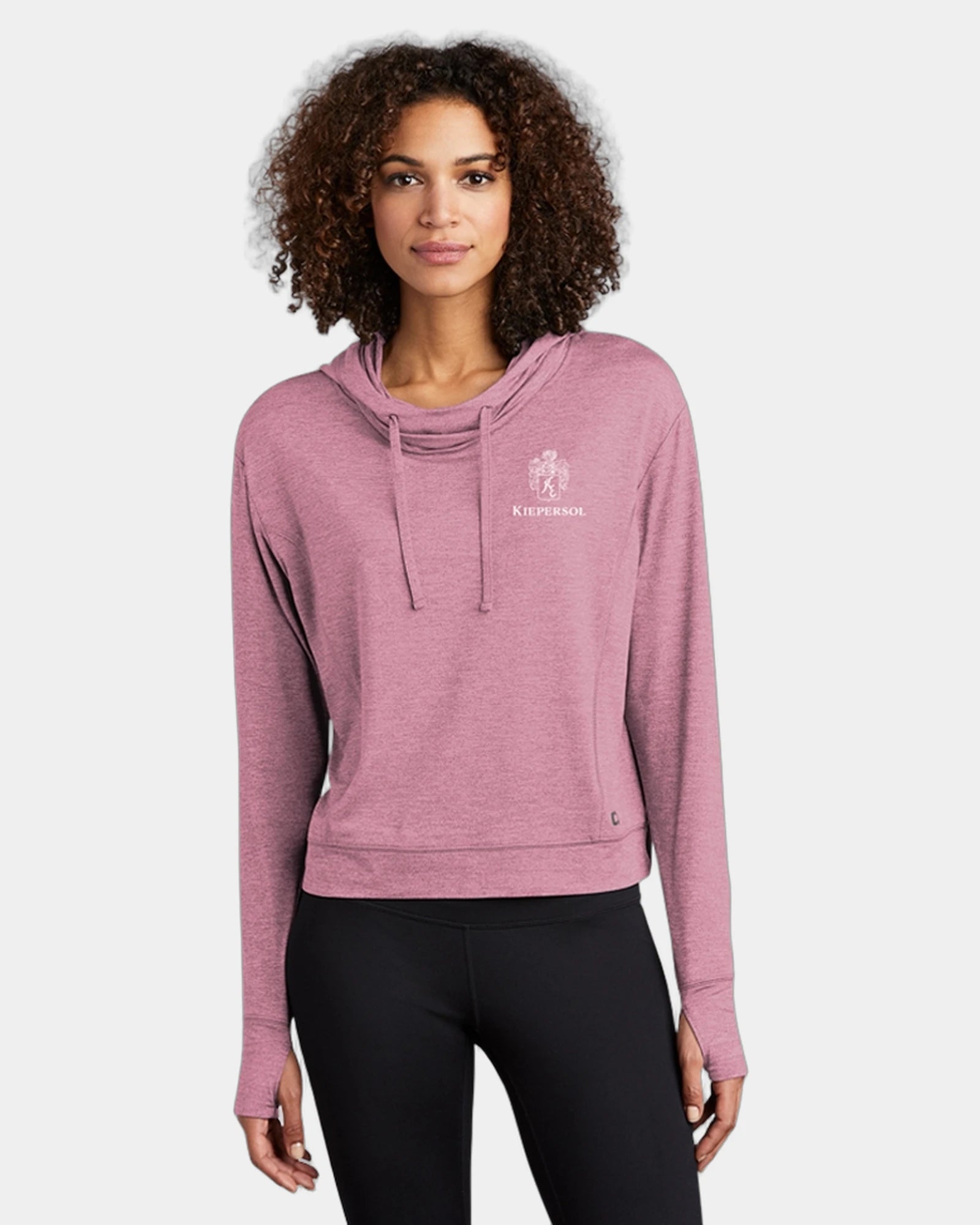Custom women's Force hoodie with cowl collar and thumbholes - Lilac Heather