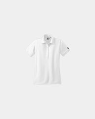Custom wicking polyester pique women's polo shirt - White
