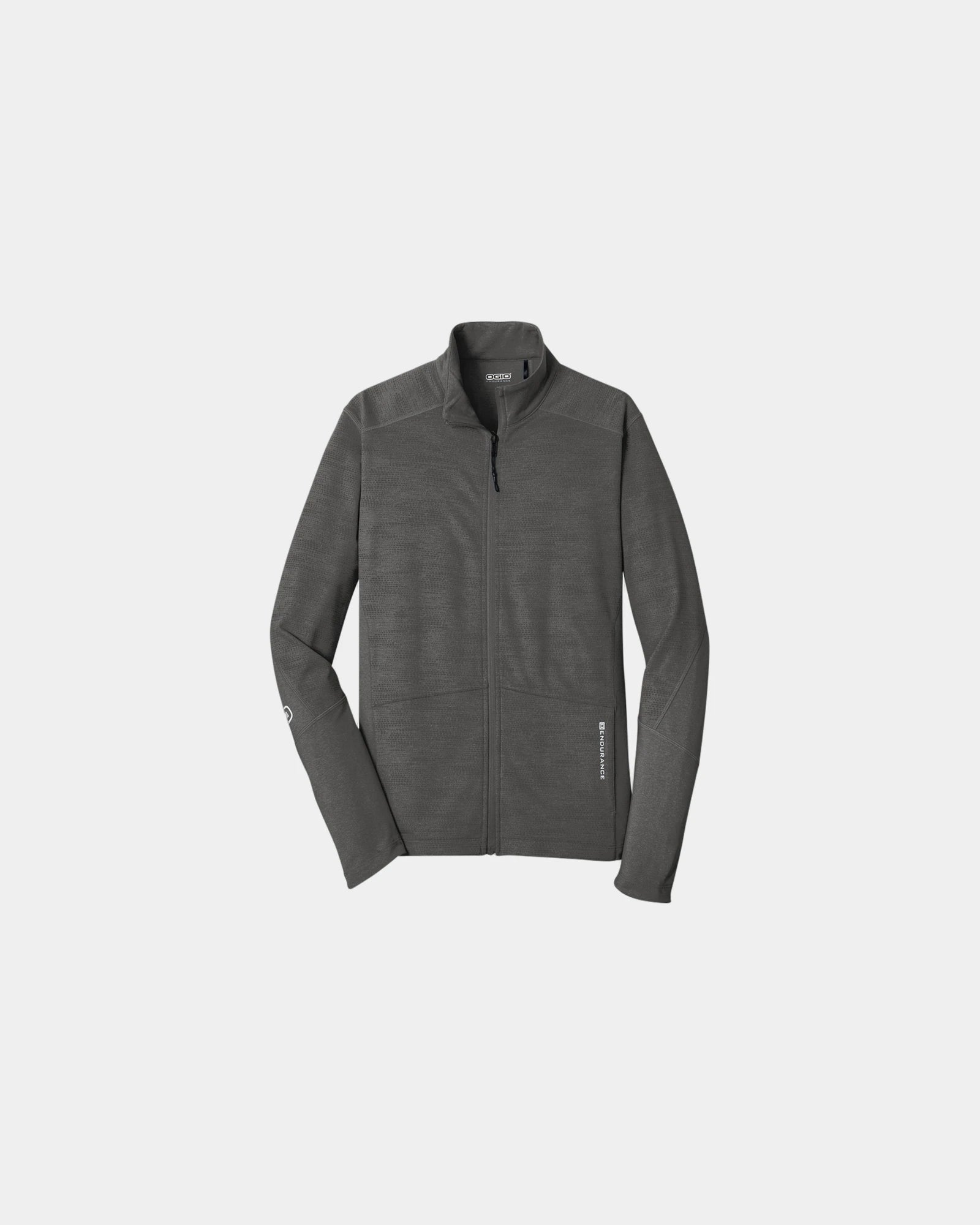 Custom polyester-spandex full-zip jacket with cadet collar - Black Heather