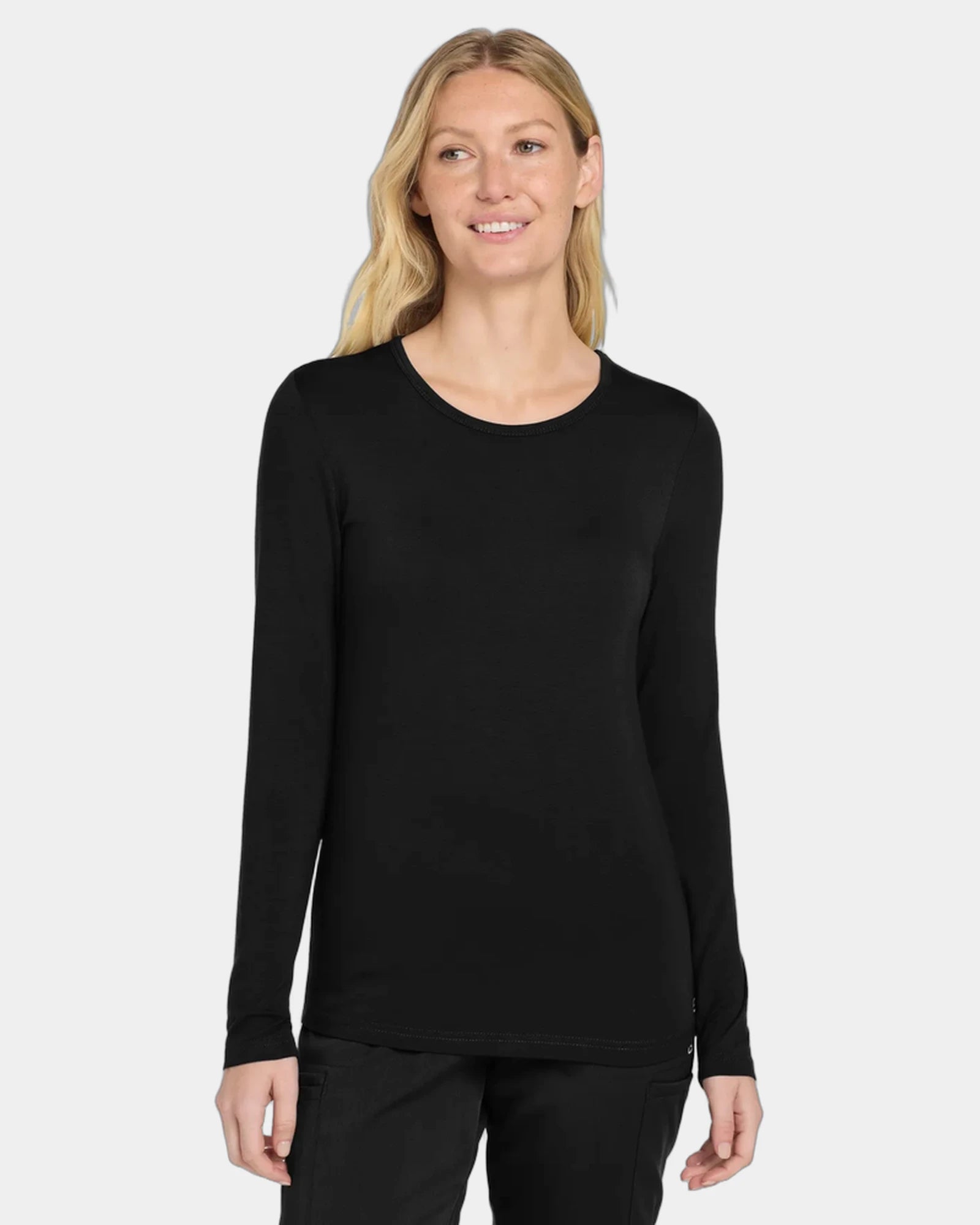 Custom rayon-spandex women's long sleeve layer tee - Black