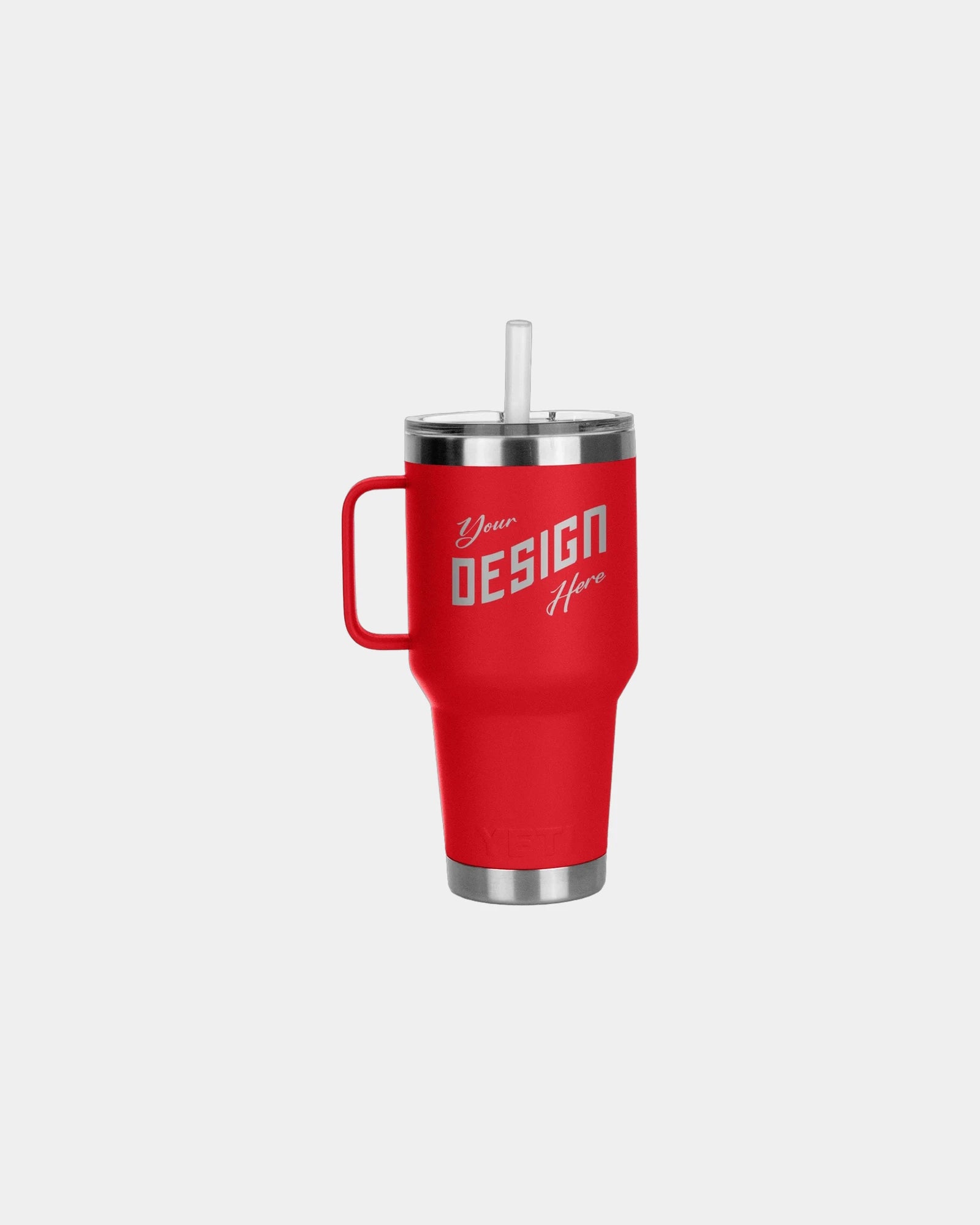 Custom insulated YETI travel mug 35 oz with handle - Rescue Red