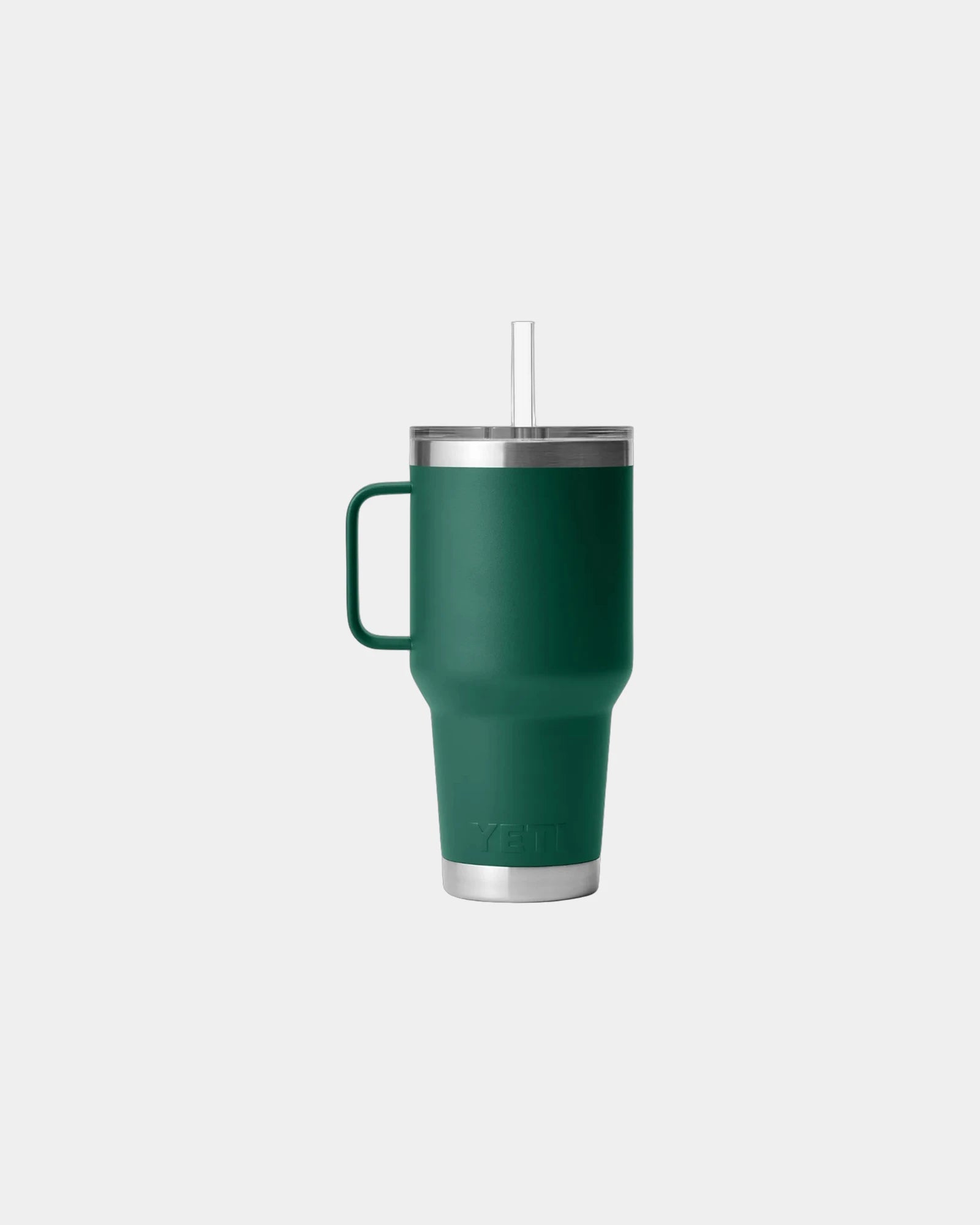Custom insulated YETI travel mug 35 oz with handle - Black Forest Green